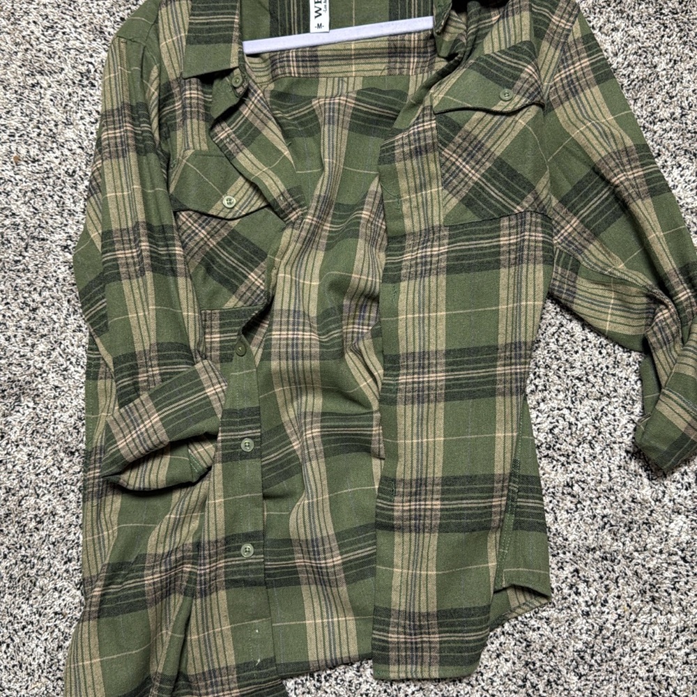 Casual Green Plaid Shirt